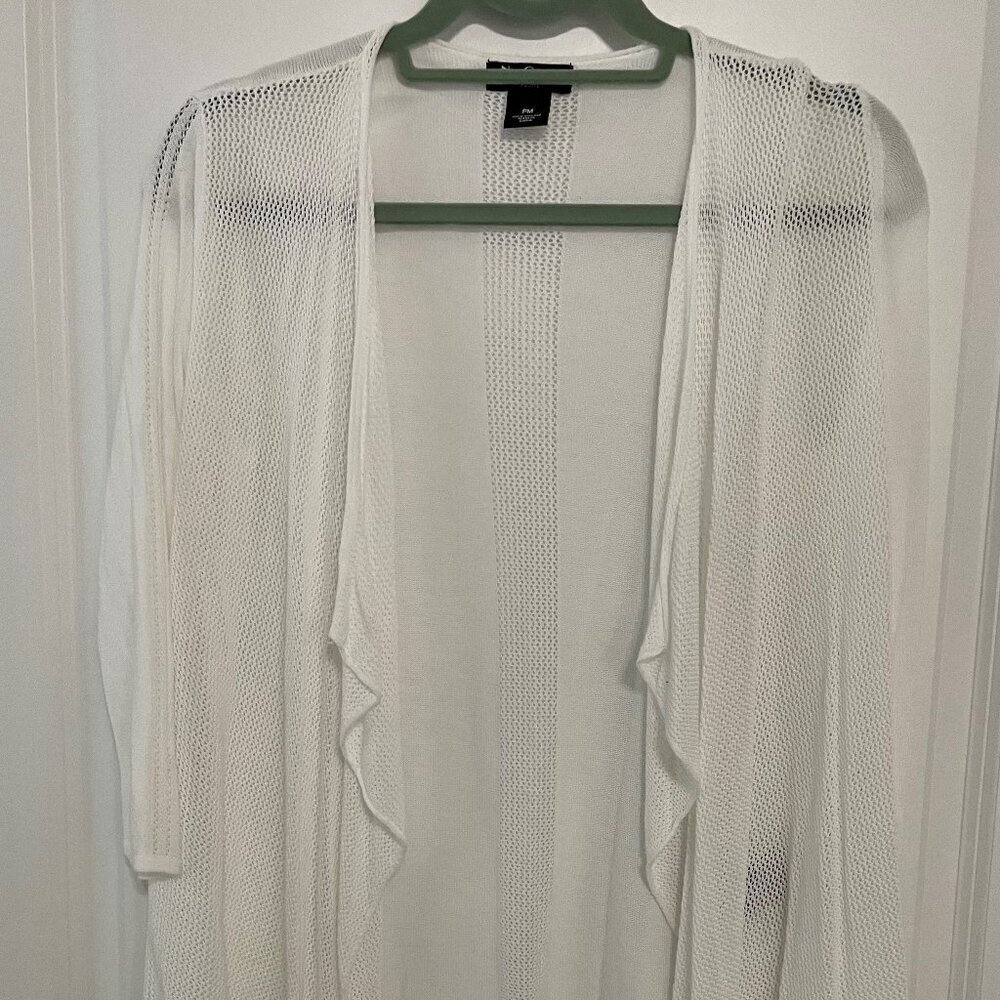 Nue Options Petite Medium Women White Open Cardigan